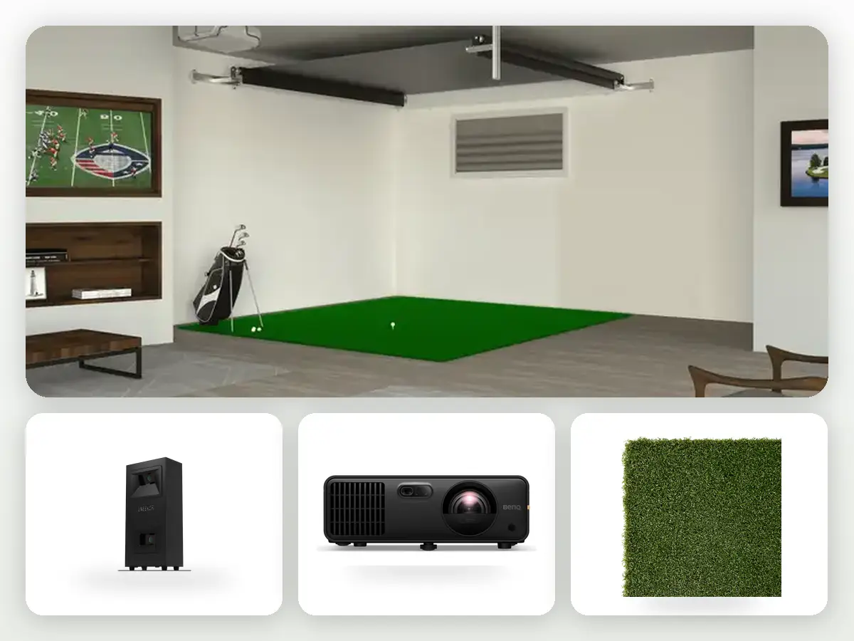 Package 2 — Retractable Everyday golf simulator package components